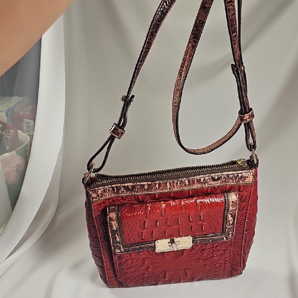 Brahmin Mimosa Chutney Vernon Leather Crossbody Bag w/Built-In Wallet